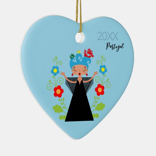 Fado-vrouwzanger met Portugese caravel-schepen Keramisch Ornament (Rechts)