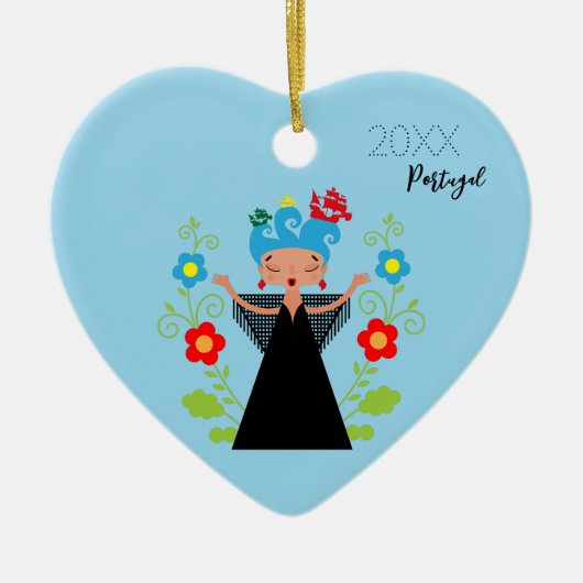 Fado-vrouwzanger met Portugese caravel-schepen Keramisch Ornament (Voorkant)