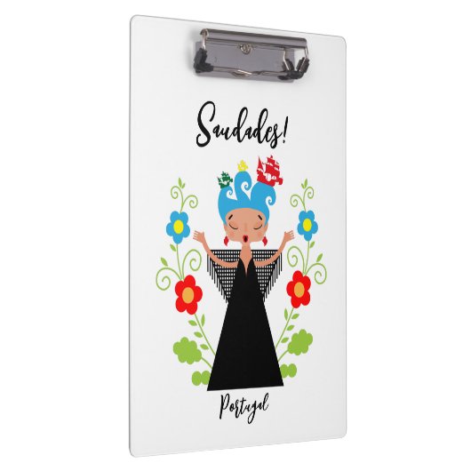 Fado-vrouwzanger met Portugese caravel-schepen Klembord (Rechts)