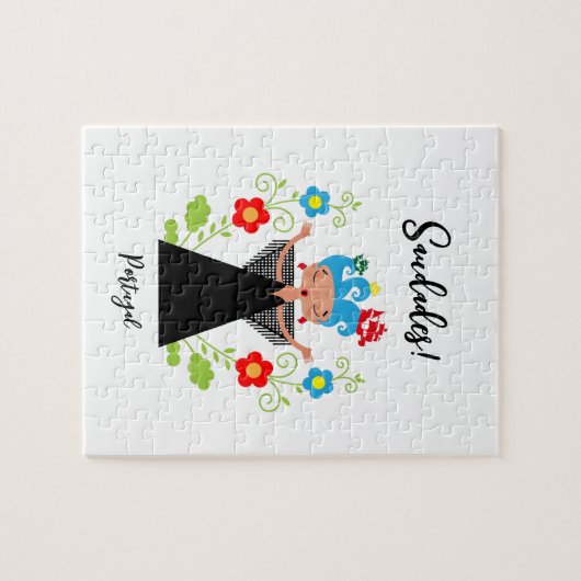 Fado-vrouwzanger met Portugese caravel-schepen Legpuzzel (Horizontaal)