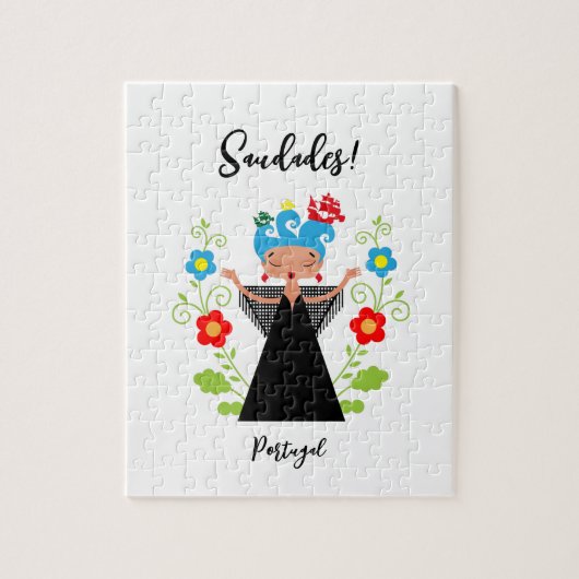 Fado-vrouwzanger met Portugese caravel-schepen Legpuzzel (Verticaal)