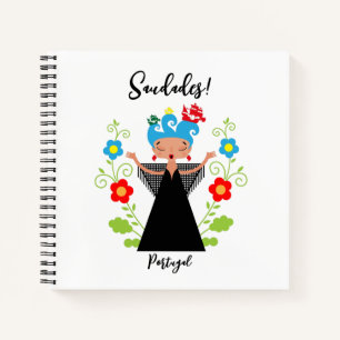 Fado-vrouwzanger met Portugese caravel-schepen Notitieboek