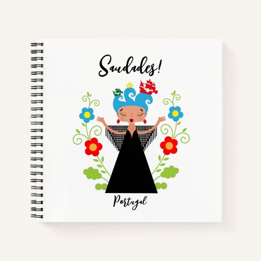 Fado-vrouwzanger met Portugese caravel-schepen Notitieboek (Voorkant)