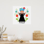 Fado-vrouwzanger met Portugese caravel-schepen Poster (Keuken)