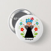 Fado-vrouwzanger met Portugese caravel-schepen Ronde Button 5,7 Cm (Voorkant /achterkant)