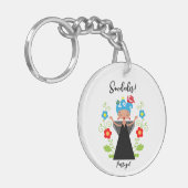 Fado-vrouwzanger met Portugese caravel-schepen Sleutelhanger (Voorkant Links)