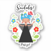 Fado-vrouwzanger met Portugese caravel-schepen Sticker (Voorkant)