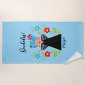 Fado-vrouwzanger met Portugese caravel-schepen Strandlaken (Voorkant)