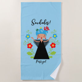 Fado-vrouwzanger met Portugese caravel-schepen Strandlaken