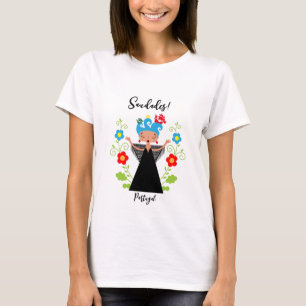 Fado-vrouwzanger met Portugese caravel-schepen T-shirt