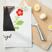 Fado-vrouwzanger met Portugese caravel-schepen Theedoek (Quarter Fold)