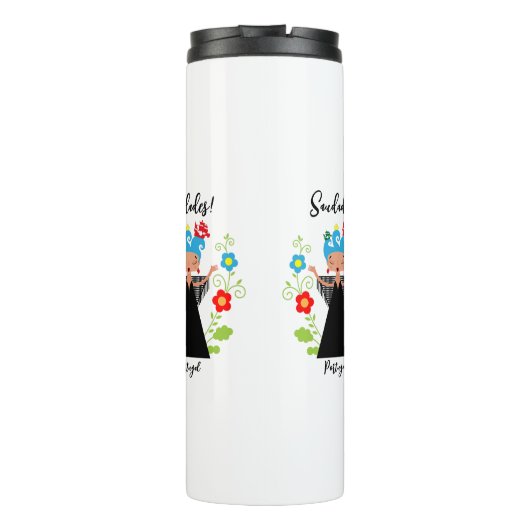 Fado-vrouwzanger met Portugese caravel-schepen Thermosbeker (Achterkant)