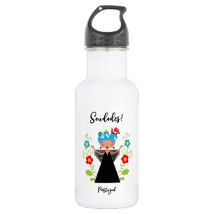 Fado-vrouwzanger met Portugese caravel-schepen Waterfles