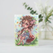 Fae Darling Briefkaart Fairy Mushroom Dragonfly (Staand voorkant)