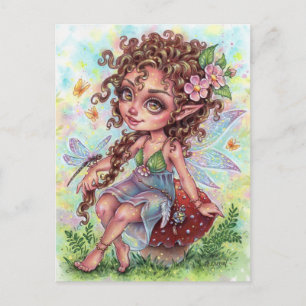 Fae Darling Briefkaart Fairy Mushroom Dragonfly
