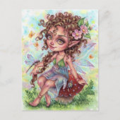 Fae Darling Briefkaart Fairy Mushroom Dragonfly (Voorkant)