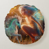 Fae en Paard Rond Kussen (Voorkant)