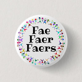 Fae Faer Faers Pronomen in Menselijke Figuren Cirk Ronde Button 3,2 Cm