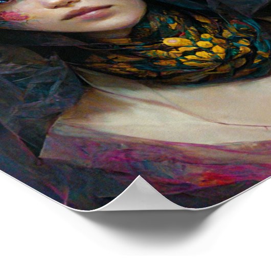 Fae Girl in roze fantasy Art Poster (Hoek)