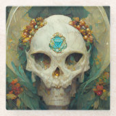 Fae Skull Fantasy Glazen Onderzetter (Voorkant)
