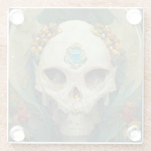 Fae Skull Fantasy Glazen Onderzetter (Achterkant)