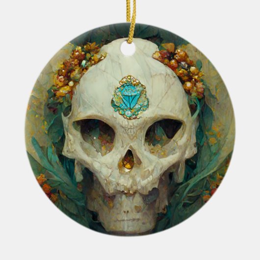 Fae Skull Fantasy Keramisch Ornament (Voorkant)