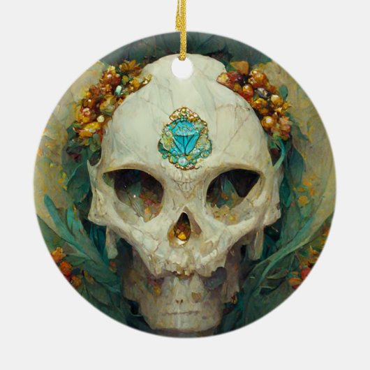 Fae Skull Fantasy Keramisch Ornament (Achterkant)