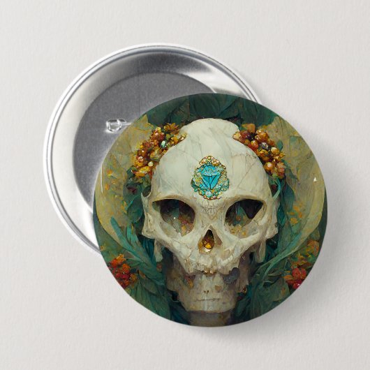 Fae Skull Fantasy Ronde Button 7,6 Cm (Voorkant /achterkant)