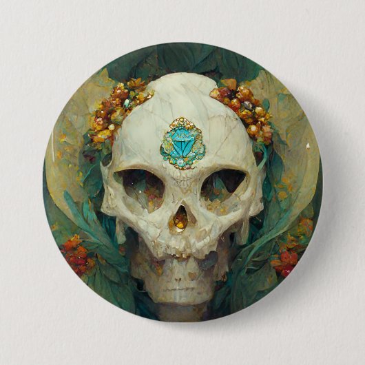 Fae Skull Fantasy Ronde Button 7,6 Cm (Voorkant)