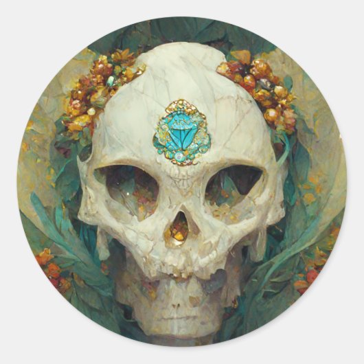 Fae Skull Fantasy Ronde Sticker (Voorkant)
