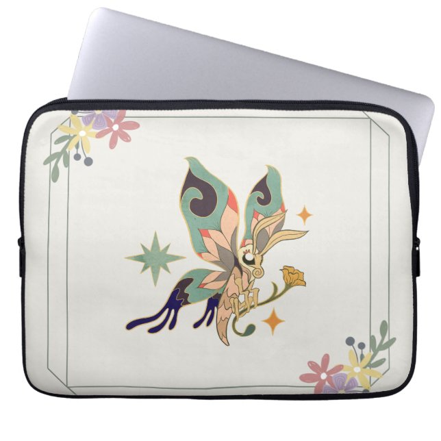 Faecore Graphic Art, Beige Fairy Vlinder Laptop Sleeve (Voorkant)