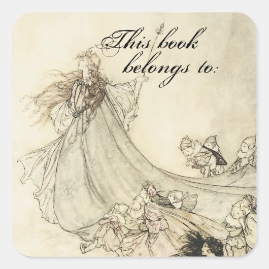 Faerie Boek Bord Vierkante Sticker (Voorkant)