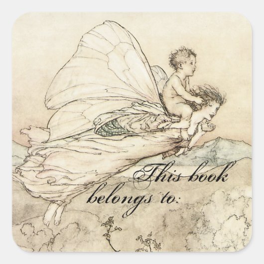Faerie Boek Bord Vierkante Sticker (Voorkant)