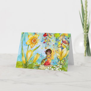 Faerie Daffodil Fae Pagan Wenskaart Kaart