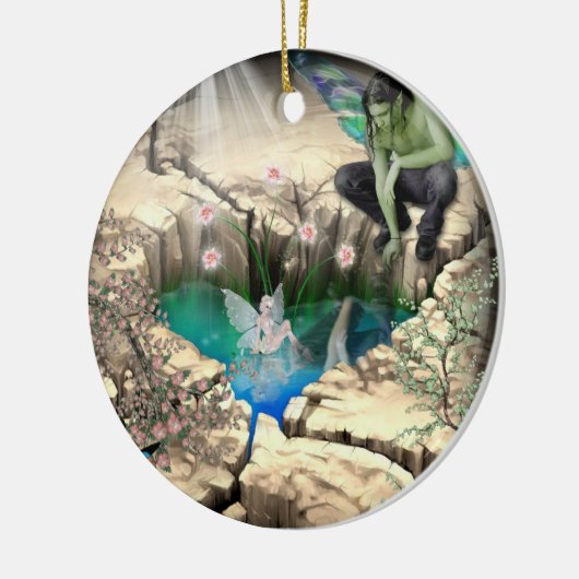 Faerie in Elven Pond Keramisch Ornament (Links)