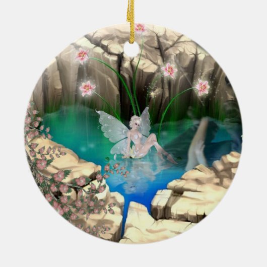 Faerie in Elven Pond Keramisch Ornament (Achterkant)