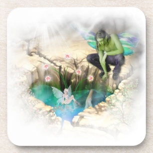 Faerie in Elven Pond Vignette Drankjes Onderzetter