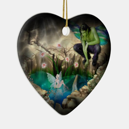 Faerie in Elven Pond Vignette Keramisch Ornament (Rechts)