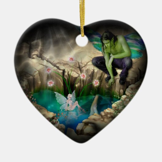 Faerie in Elven Pond Vignette Keramisch Ornament (Voorkant)