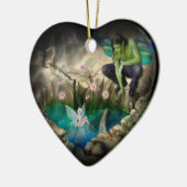Faerie in Elven Pond Vignette Keramisch Ornament (Links)