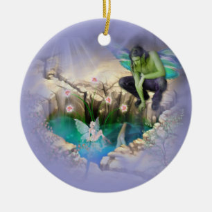 Faerie in Elven Pond Vignette Keramisch Ornament