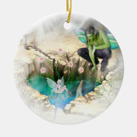 Faerie in Elven Pond Vignette Keramisch Ornament (Voorkant)