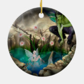 Faerie in Elven Pond Vignette Keramisch Ornament (Achterkant)