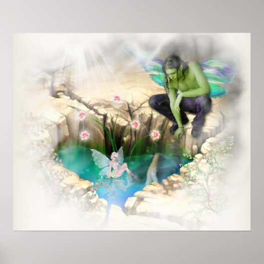 Faerie in Elven Pond Vignette Poster (Voorkant)