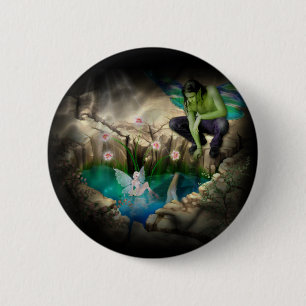 Faerie in Elven Pond Vignette Ronde Button 5,7 Cm