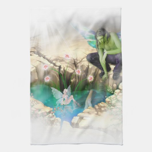 Faerie in Elven Pond Vignette Theedoek (Verticaal)