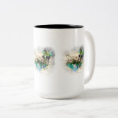 Faerie in Elven Pond Vignette Tweekleurige Koffiemok (Voorkant rechts)