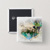 Faerie in Elven Pond Vignette Vierkante Button 5,1 Cm (Voorkant /achterkant)