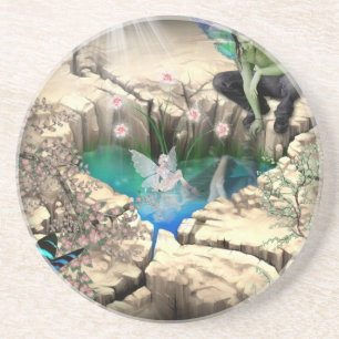 Faerie in Elven Pond Zandsteen Onderzetter