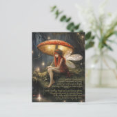 Faerie onder paddenstoel in de regen briefkaart (Staand voorkant)